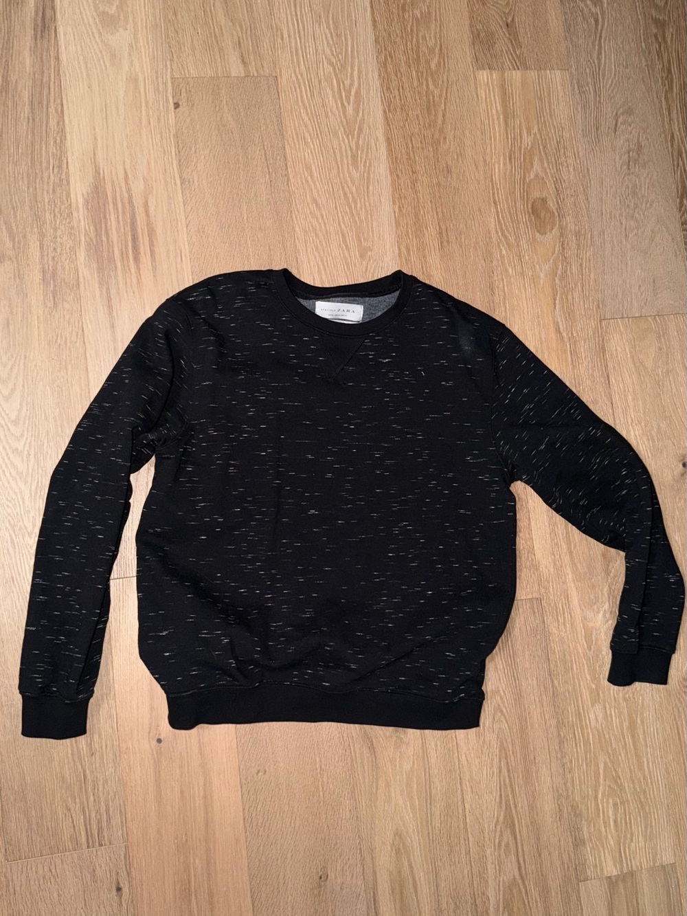 Zara Black Speckled Crewneck Sweater